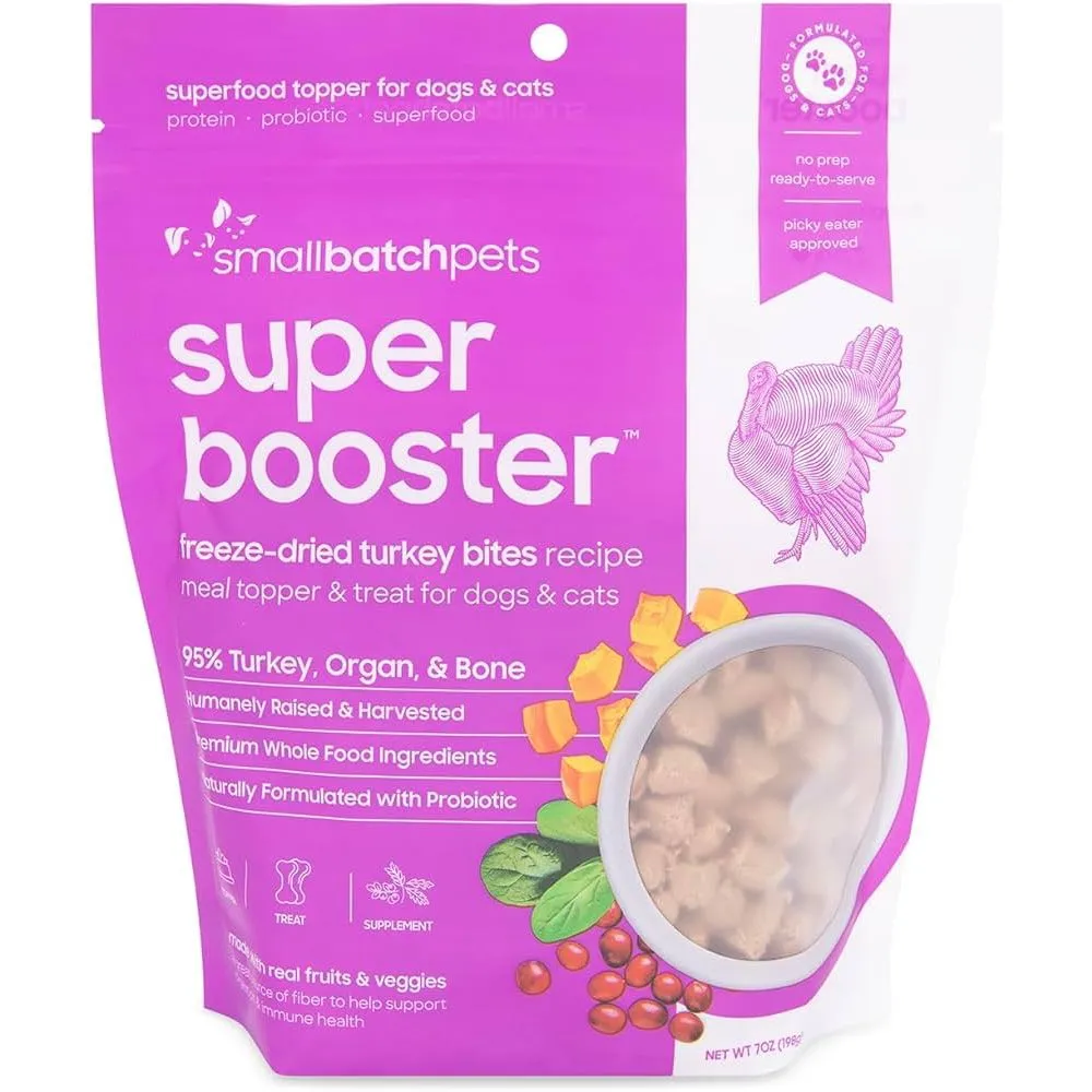 10% OFF: Smallbatch Super Booster Freeze Dried Turkey Bites Cat & Dog Treats 7oz