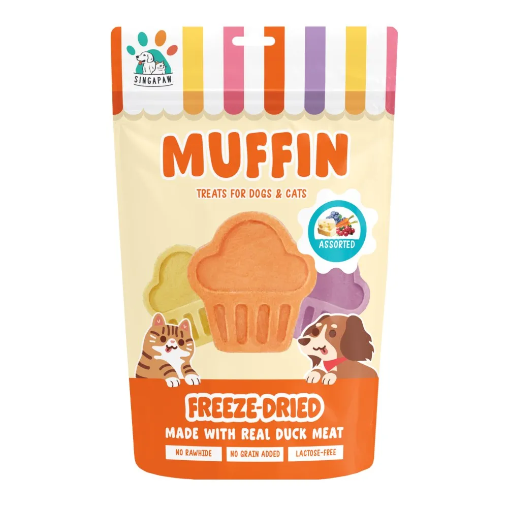 15% OFF: SingAPaw Muffin Duck Grain-Free Freeze-Dried Treats For Cats & Dogs 100g