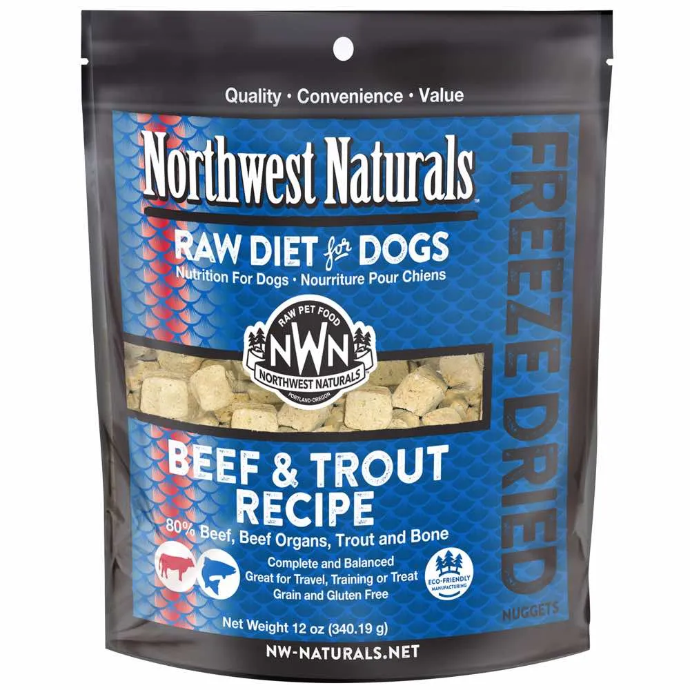 $9 OFF 12oz (Exp 17Feb25): Northwest Naturals Beef & Trout Freeze-Dried Raw Dog Food