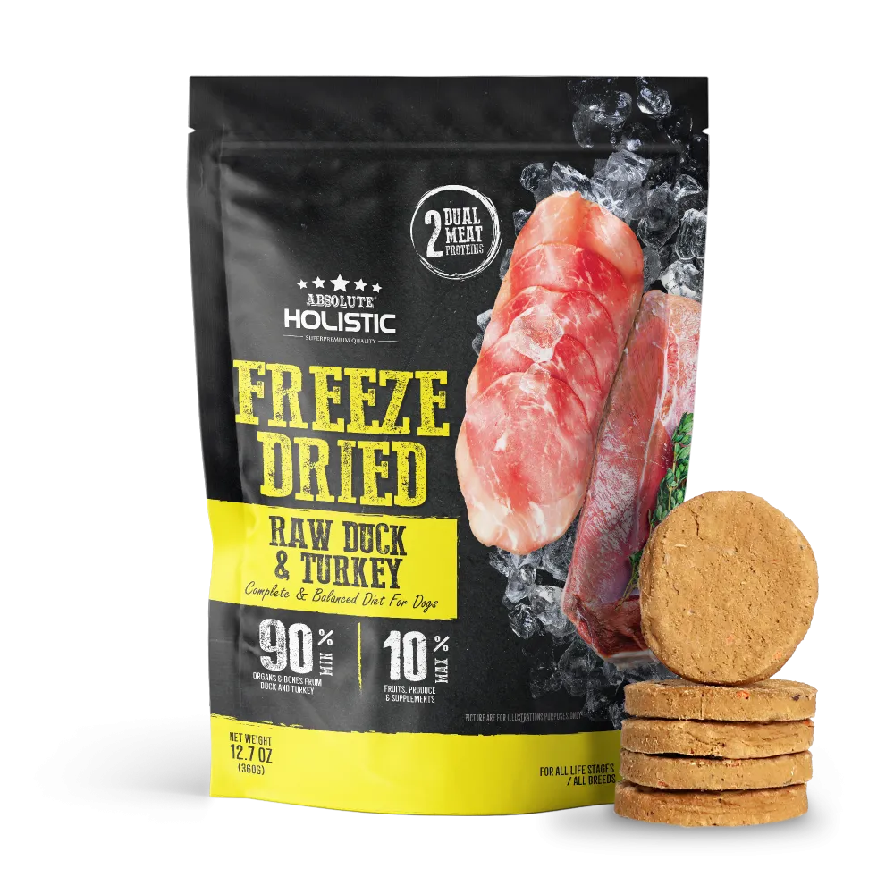 Absolute Holistic Dog Freeze Dried Raw Patties Duck & Turkey 12.7oz