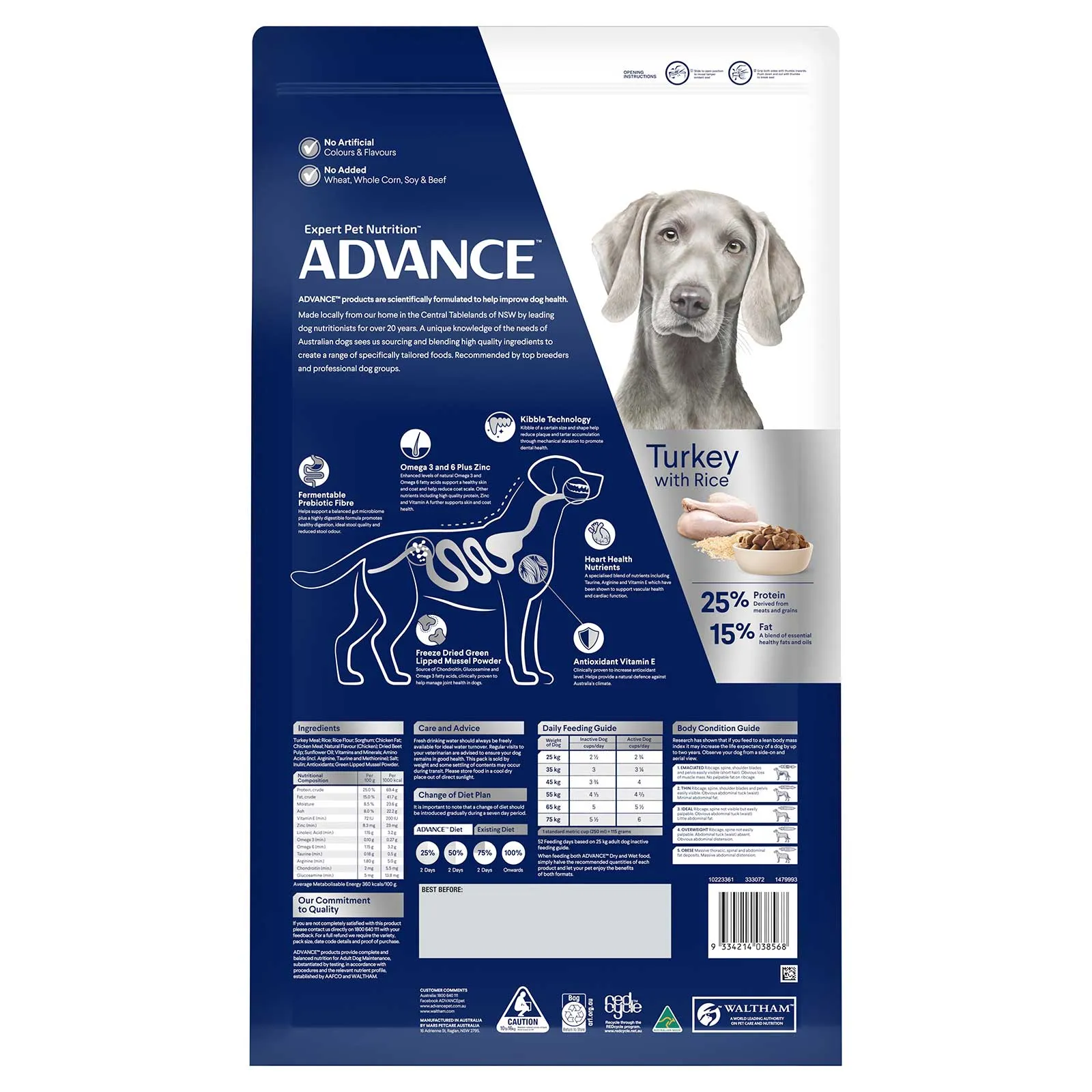 Advance Dog Food Adult Large Breed Turkey with Rice