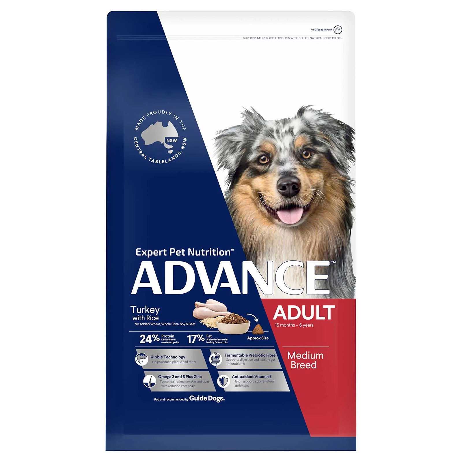 Advance Dog Food Adult Medium Breed Turkey with Rice