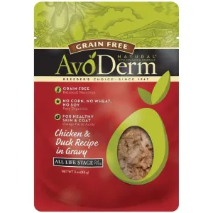 AvoDerm Grain Free Chicken & Duck Recipe in Gravy Cat Food Pouch 24ea/3oz