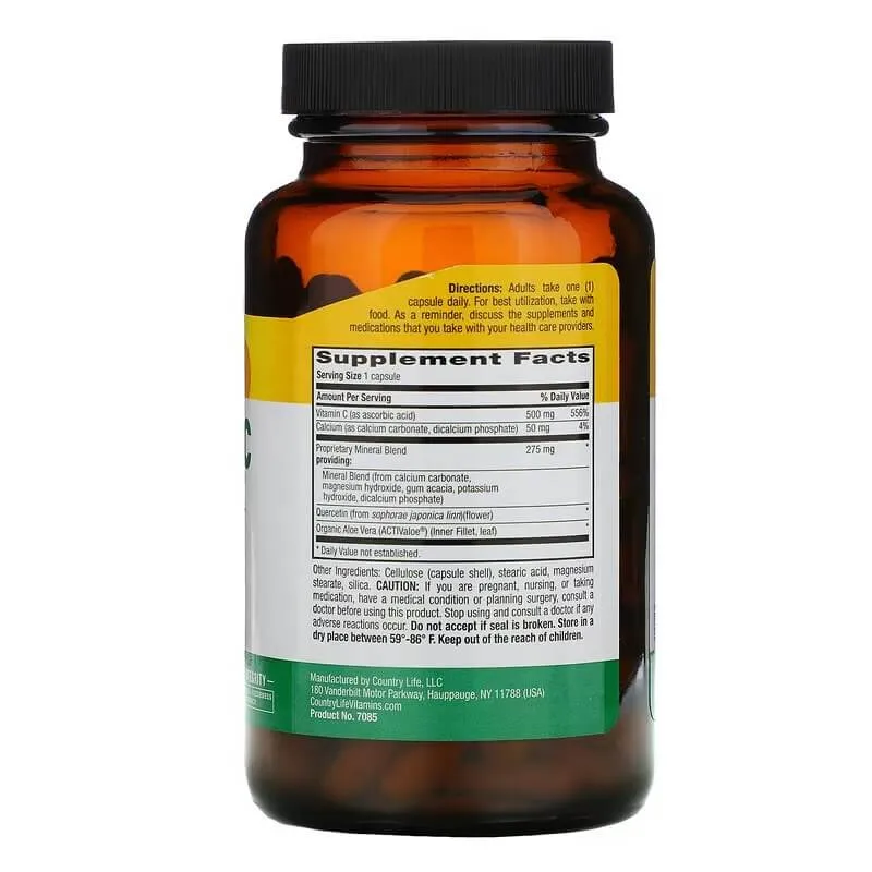 Buffered Vitamin C with pH-control Country Life 500 mg, 120 capsules