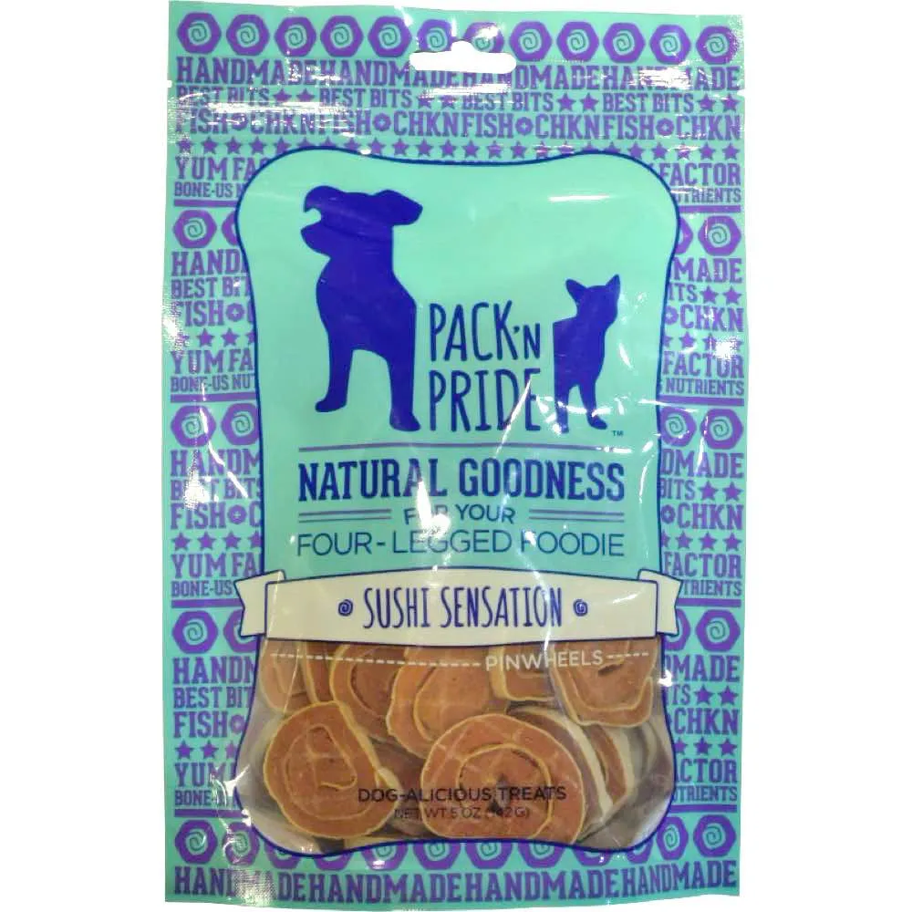 BUY 2 GET 1 FREE: Pack 'N Pride Sushi Sensation Pinwheels Dog Treats 142g