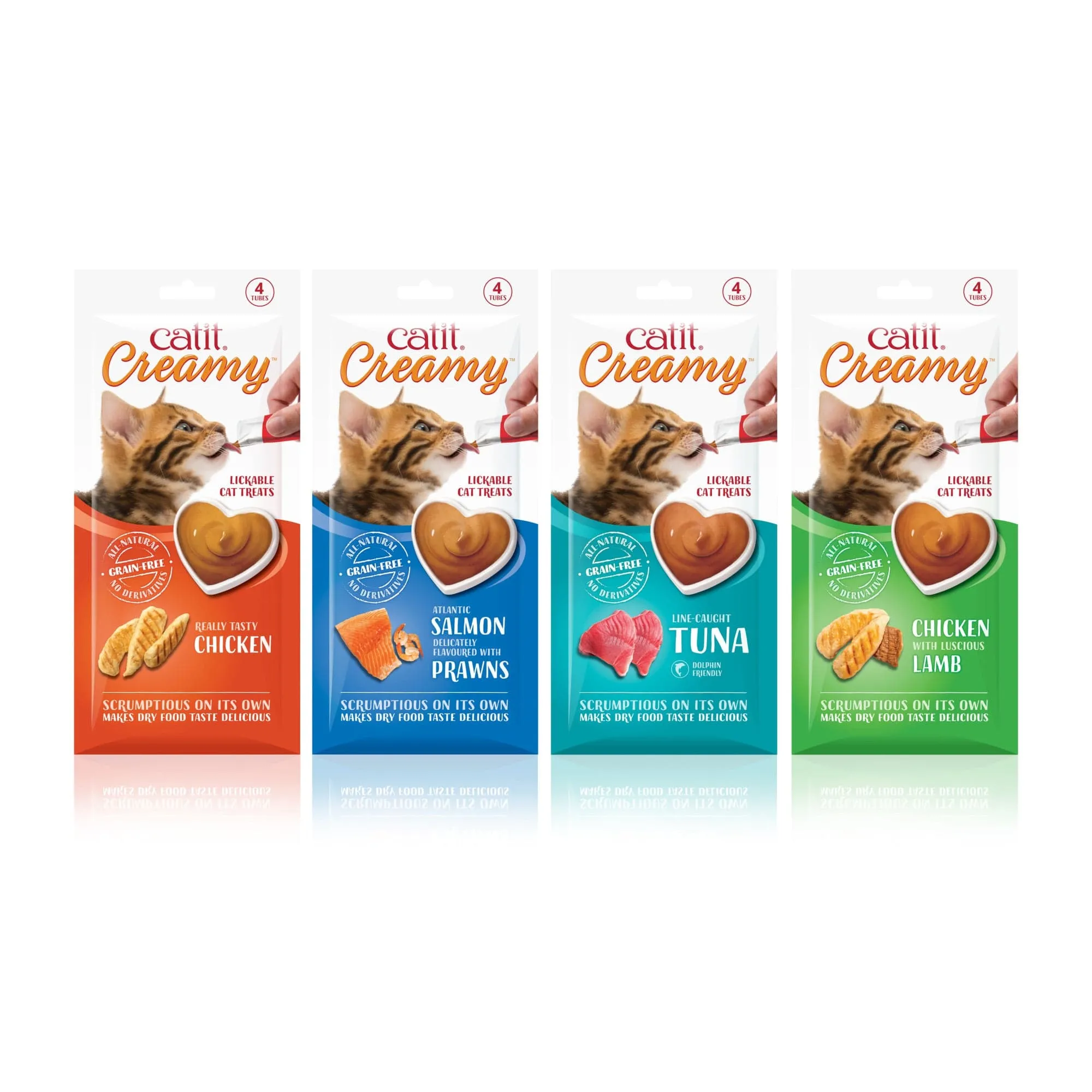 Catit | Creamy Squeezy Cat Treats | Chicken & Lamb - 4 Pack