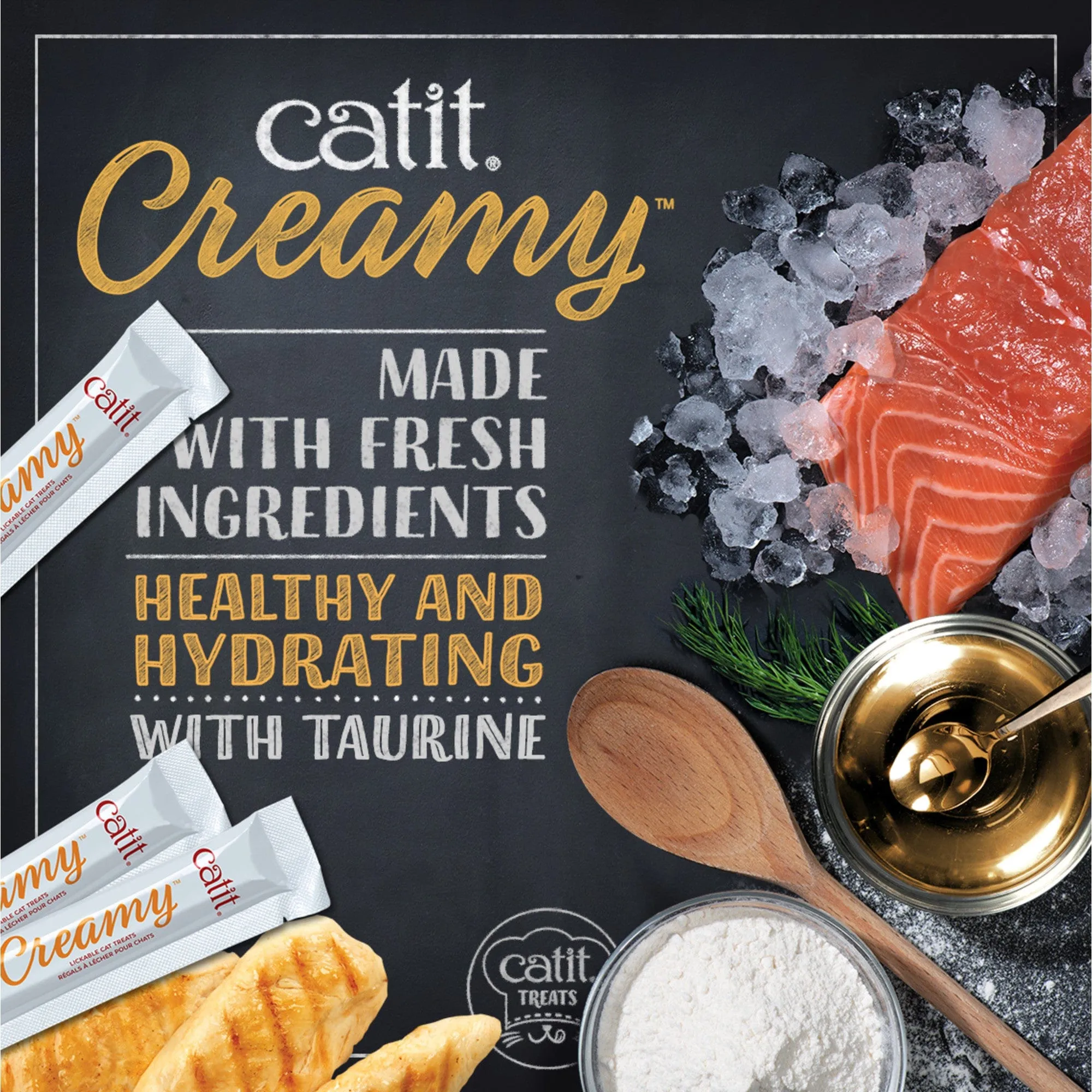 Catit | Creamy Squeezy Cat Treats | Salmon & Prawns - 4 Pack