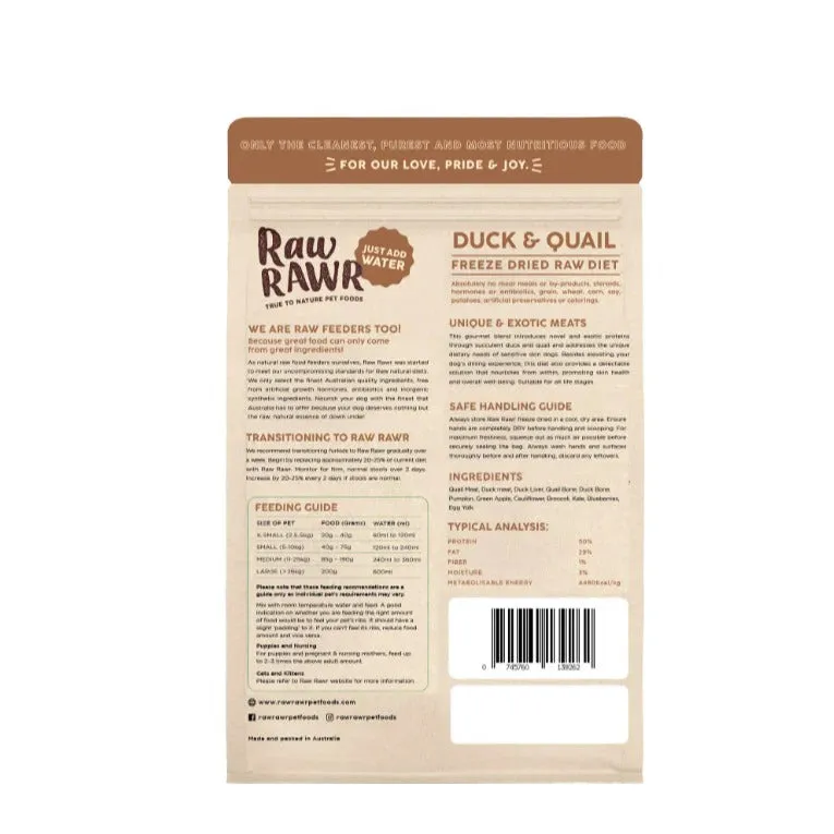 Duck & Quail Raw Freeze Dried Dog & Cat Food