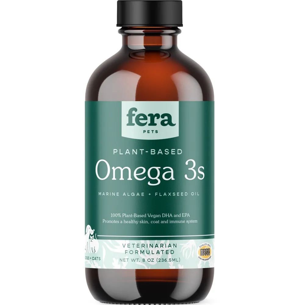 Fera Pets Plant-Based Omega 3s Algae   Flaxseed Oil Supplement For Cats & Dogs 8oz