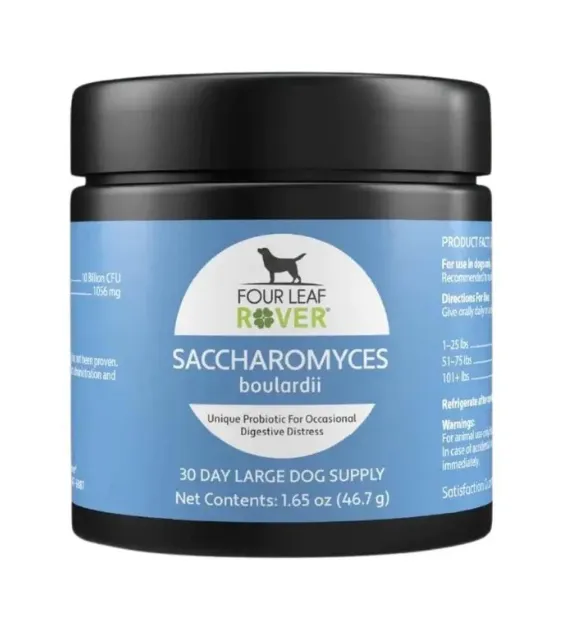 Four Leaf Rover Saccharomyces Boulardii Probiotic Yeast Supplements for Dogs