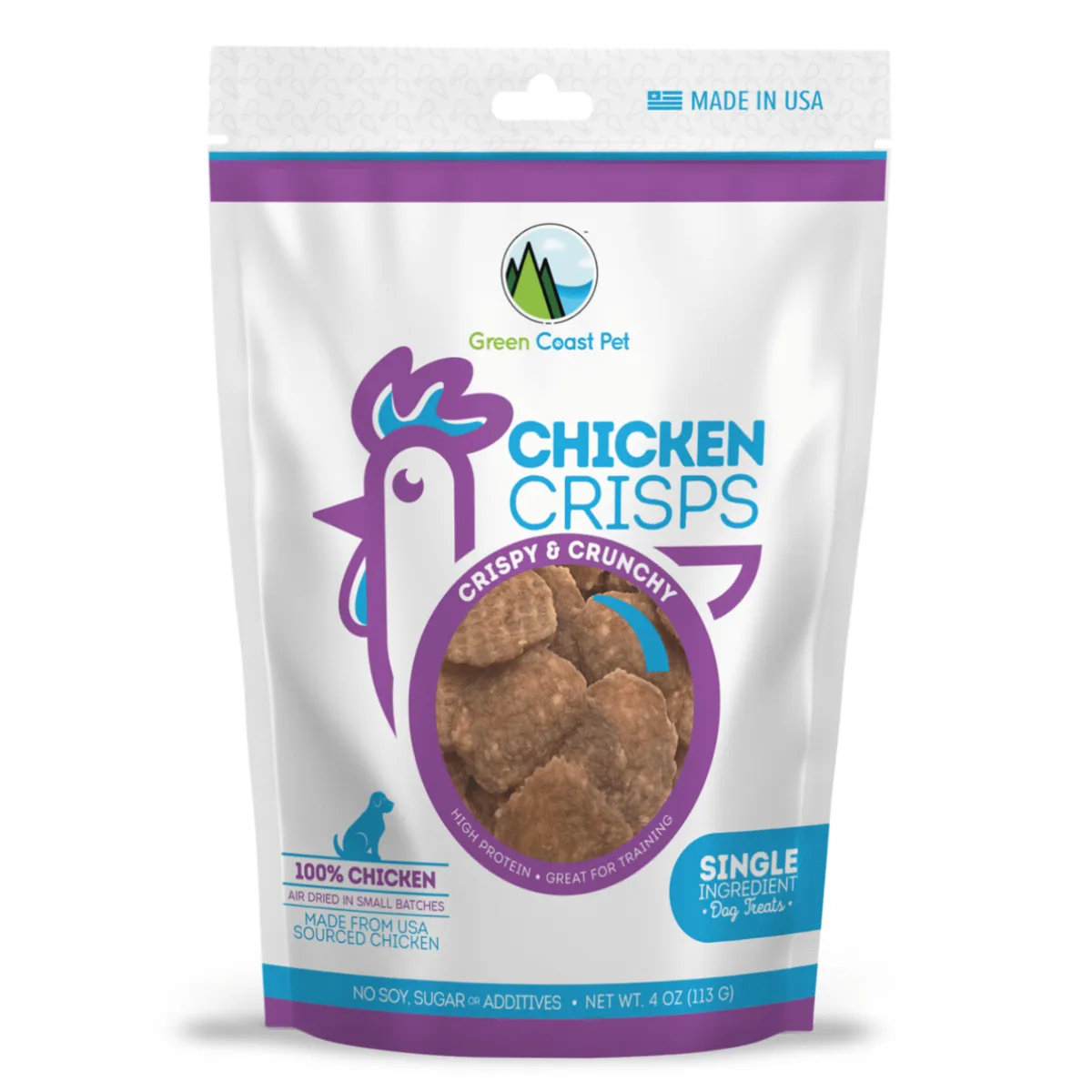 Green Coast Chicken Crisps Dry Dog Treats 4oz