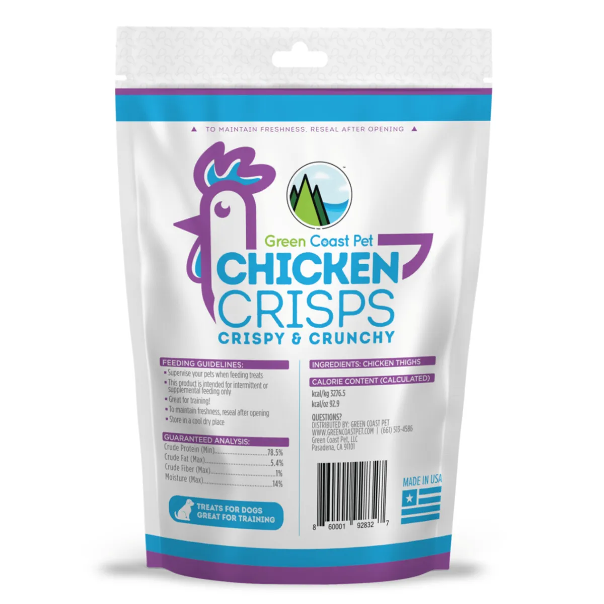 Green Coast Chicken Crisps Dry Dog Treats 4oz