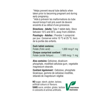 Jamieson Folic Acid 1,000 mcg/1 mg