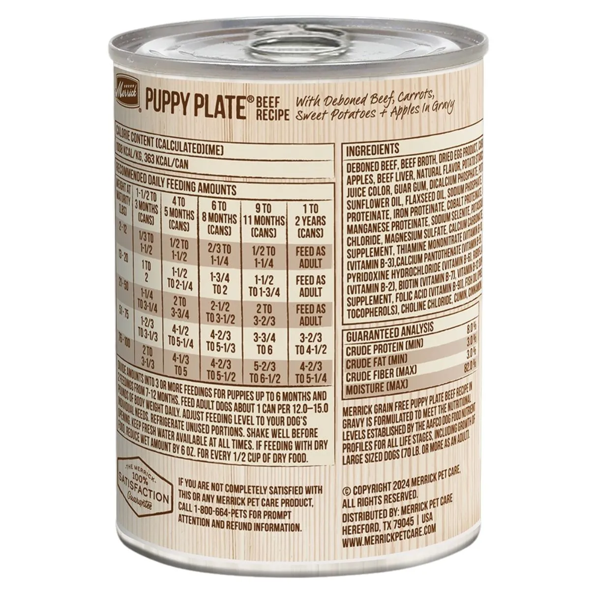 Merrick Grain Free Puppy Plate Beef Recipe In Gravy Wet Dog Food 12.7oz