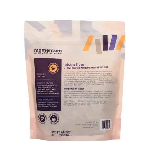 Momentum Freeze-Dried Bison Liver Treats for Dogs & Cats