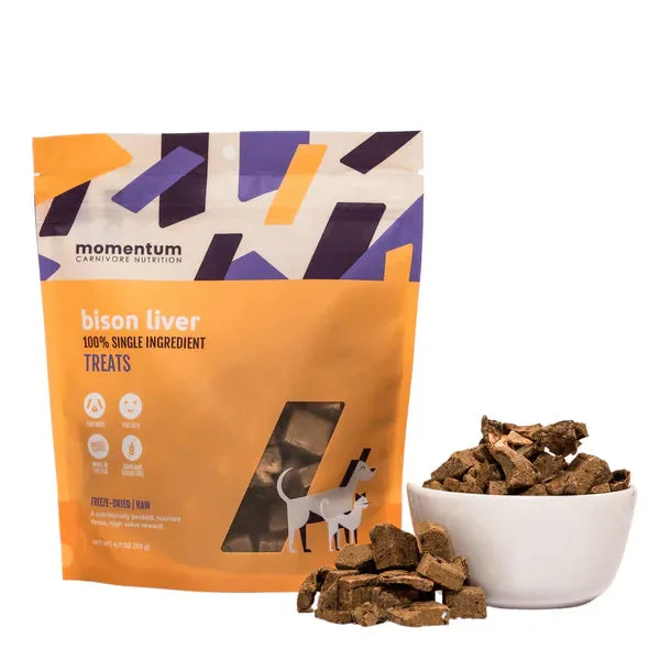 Momentum Freeze-Dried Bison Liver Treats for Dogs & Cats