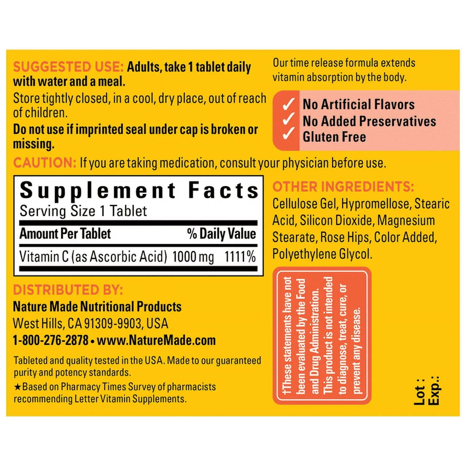 Nature Made Vitamin C 1000mg Tablets 60ct