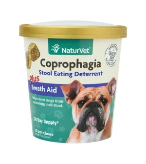 NaturVet Coprophagia (Stool Eating) Deterrent Plus Breath Aid Soft Chews Dog Supplement (70 Count)