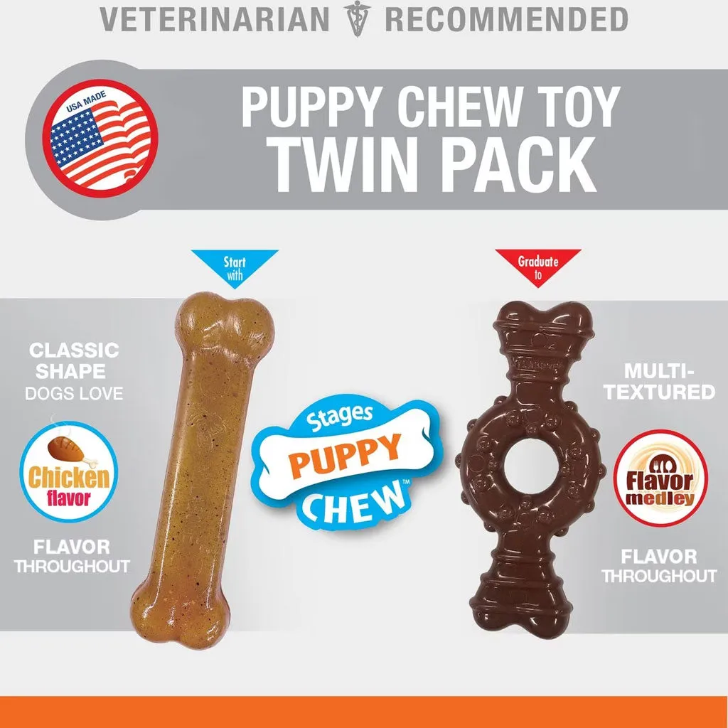 Nylabone Just for Puppies Teething Chew Ring Flavor Medley Dog Bone, X-Small/Petite, 2 count