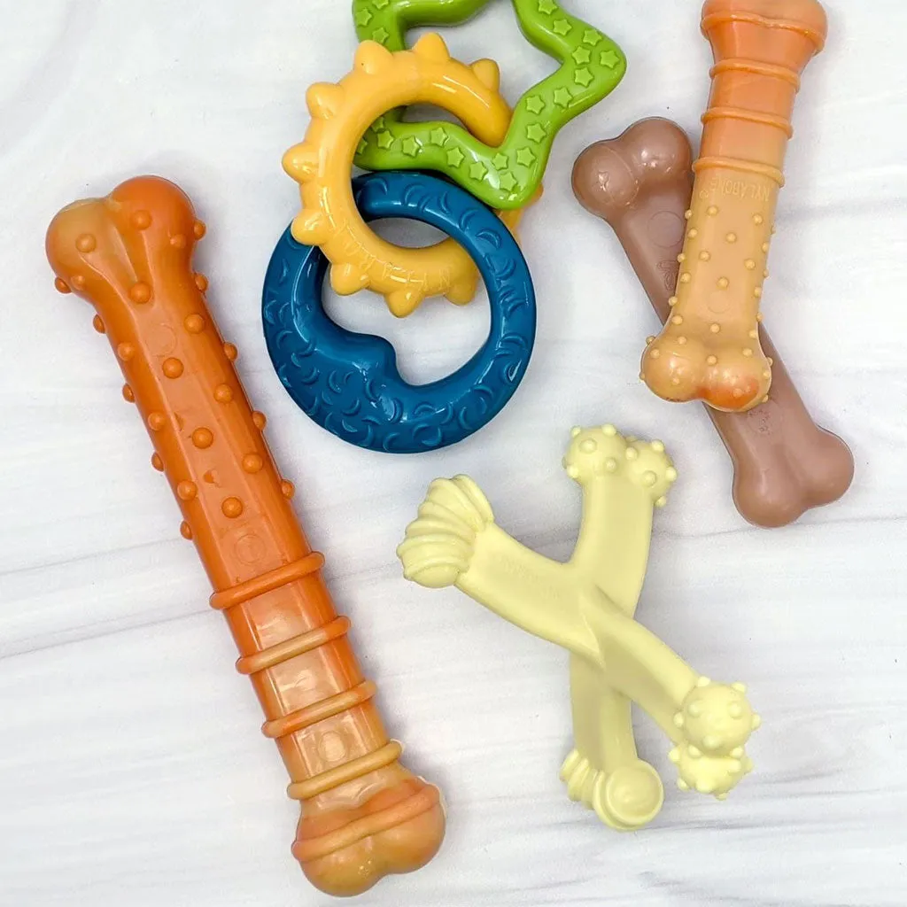 Nylabone Puppy Power Chew Teething Toy Rings Dogs Bacon Flavor, Small