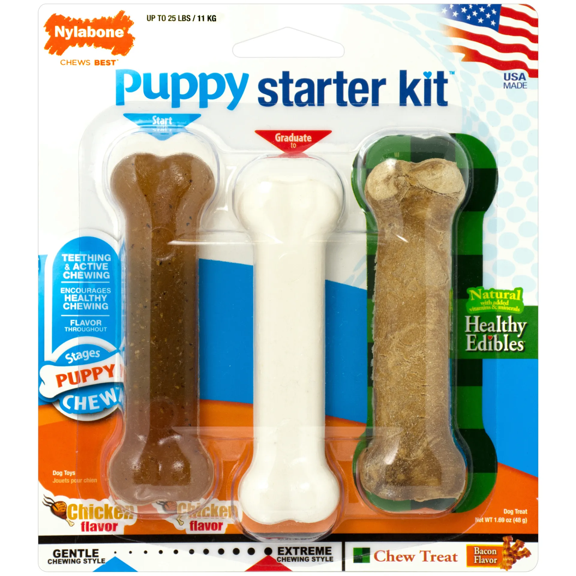 Nylabone Puppy Starter Triple Pack - Chicken   Bacon