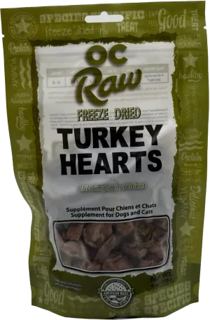 OC Raw Dog Freeze Dried Turkey Hearts 4oz