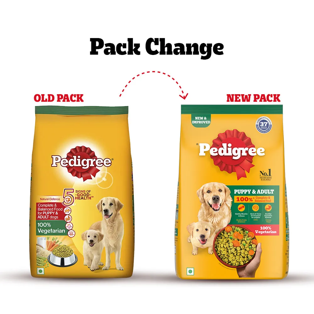 Pedigree 100% Vegetarian Dog Dry Food for Puppy and Adult Dogs (Limited Shelf Life) (Buy 1 Get 1)