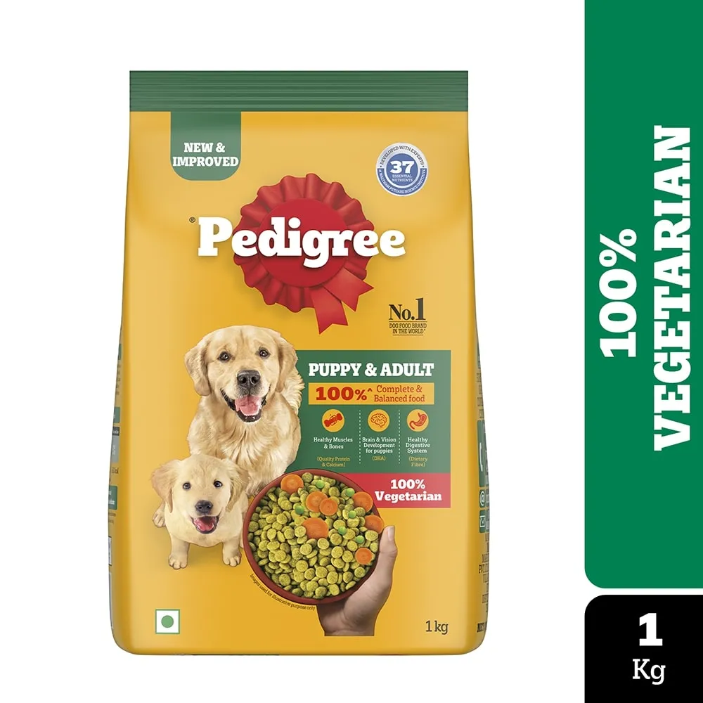 Pedigree 100% Vegetarian Dog Dry Food for Puppy and Adult Dogs (Limited Shelf Life) (Buy 1 Get 1)