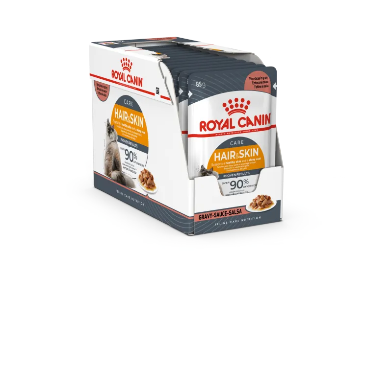 Royal Canin Wet Food - Hair & Skin with Gravy (Intense Beauty) (12 X 85G Pouches)