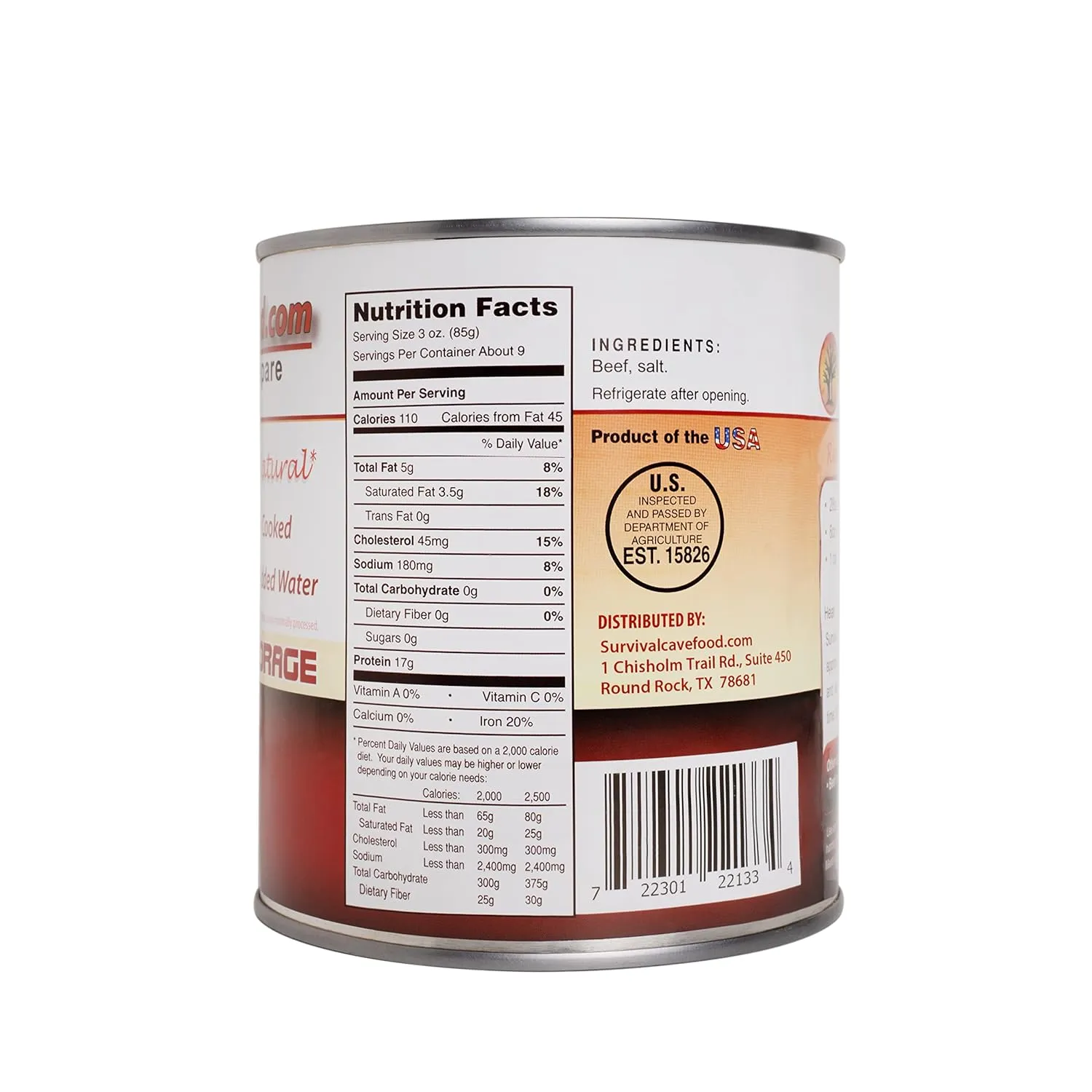 Survival Cave Canned Beef - 28oz can |  12 cans / full case