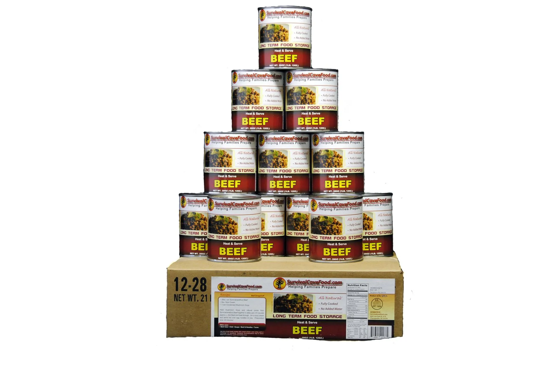 Survival Cave Canned Beef - 28oz can |  12 cans / full case