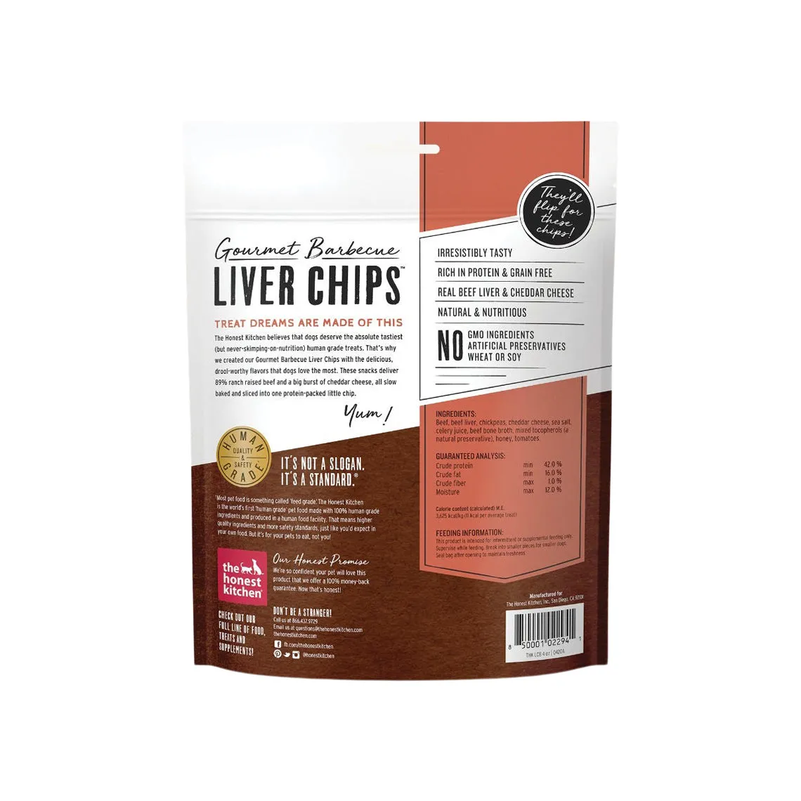 The Honest Kitchen Gourmet Barbecue Liver Chips 4 oz Treats for Dogs