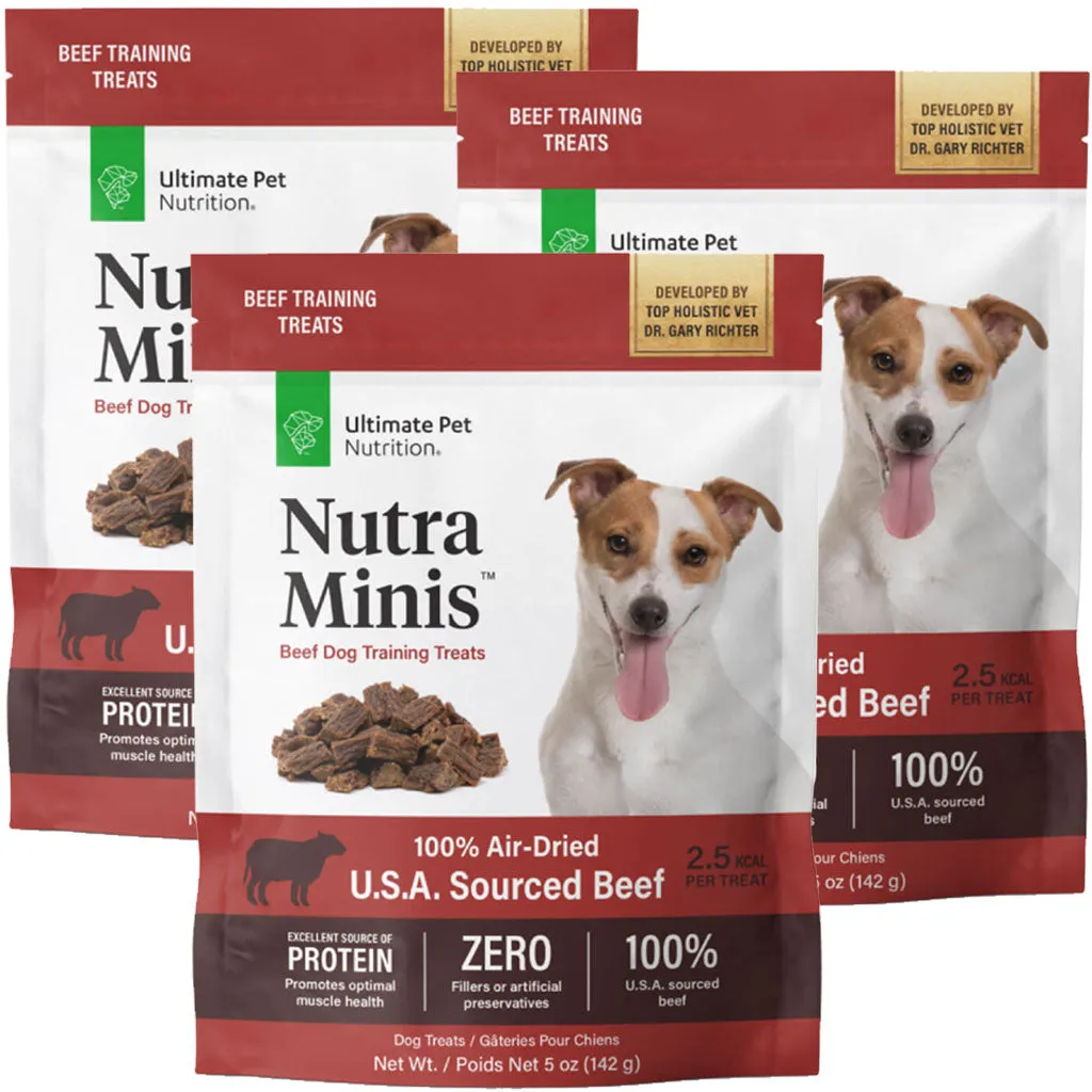 Ultimate Pet Nutrition Nutra Minis Air-Dried Beef Dog Training Treats, 5-oz