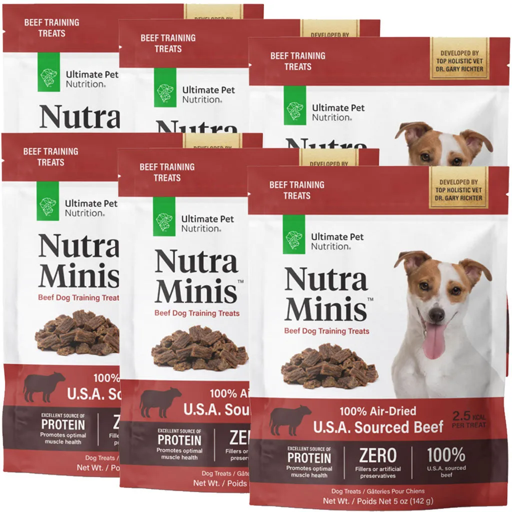 Ultimate Pet Nutrition Nutra Minis Air-Dried Beef Dog Training Treats, 5-oz