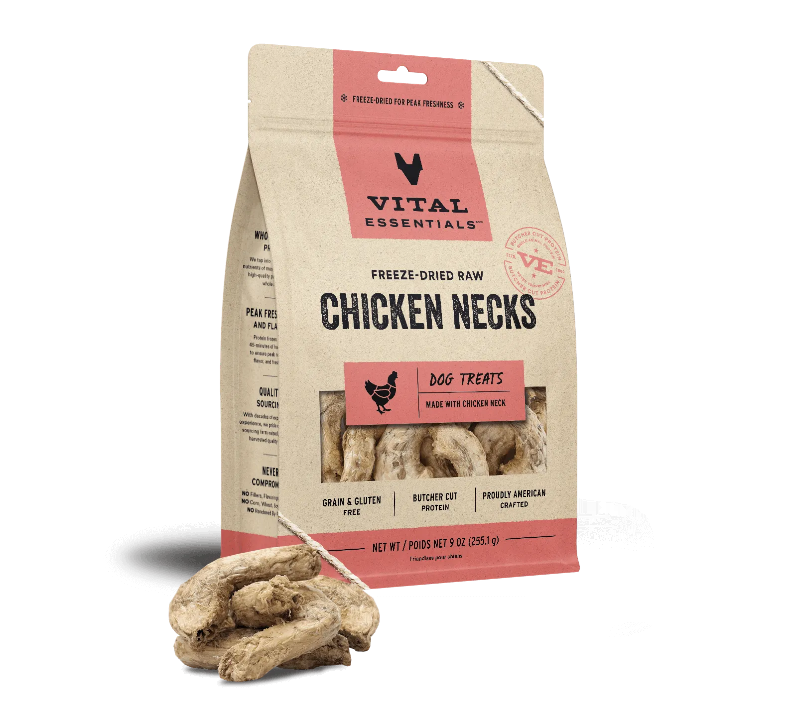 Vital Essentials Dog Freeze-Dried Chicken Necks Treats 9oz