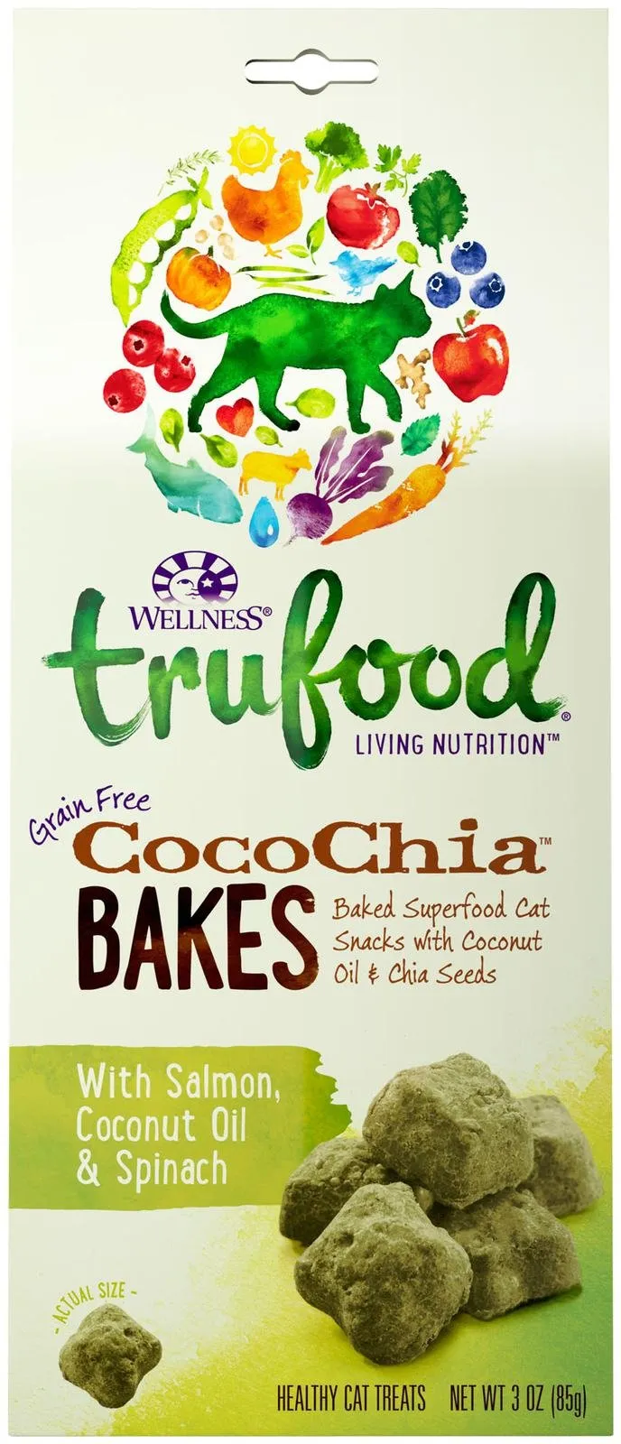 Wellness TruFood CocoChia Bakes with Salmon, Coconut Oil and Spinach Grain-Free Cat Treats 3oz