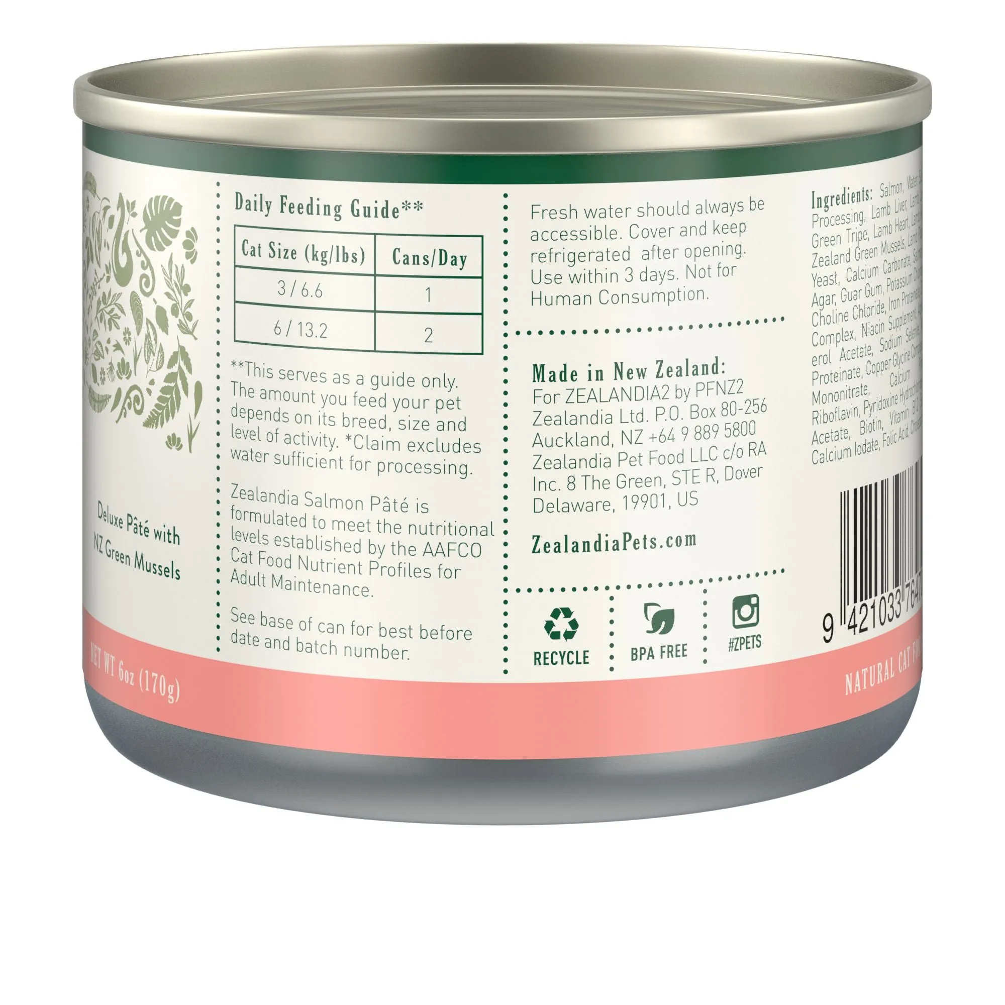 Zealandia Salmon Pate Adult Cat Wet Food 170g