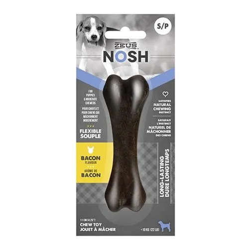 Zeus NOSH FLEXIBLE Chew Bone Toy Bacon Flavor 2 Sizes