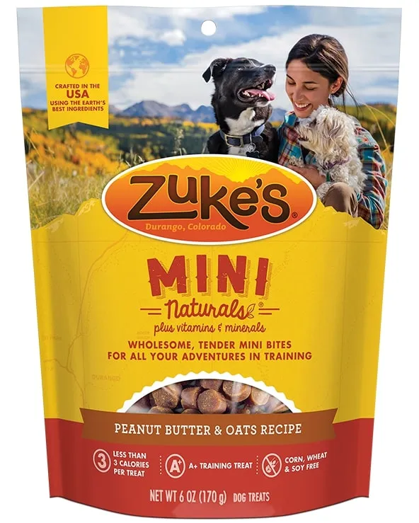 Zukes Mini Naturals Moist Dog Treats - Peanut Butter & Oats